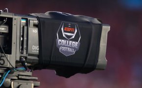 ESPN camera capturing college football game