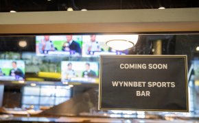 WynnBET Sportsbook coming soon sign at bar