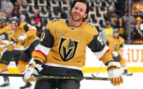 Vegas Golden Knights right wing Jonathan Marchessault warms up