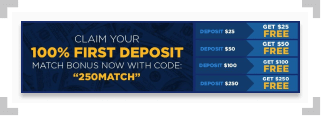BetRivers promo code for $250 deposit match bonus