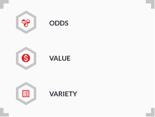 variety value sportsbook experience infographic with hexagon icons