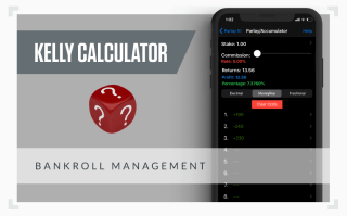A graphic showing the screenshot of the Kelly Calculator mobile app