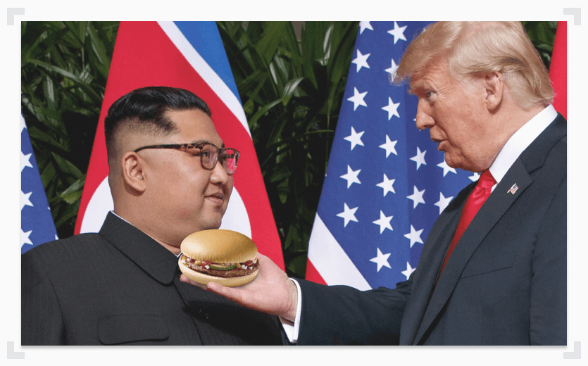 Trump serving Kim Jong-Un a burger